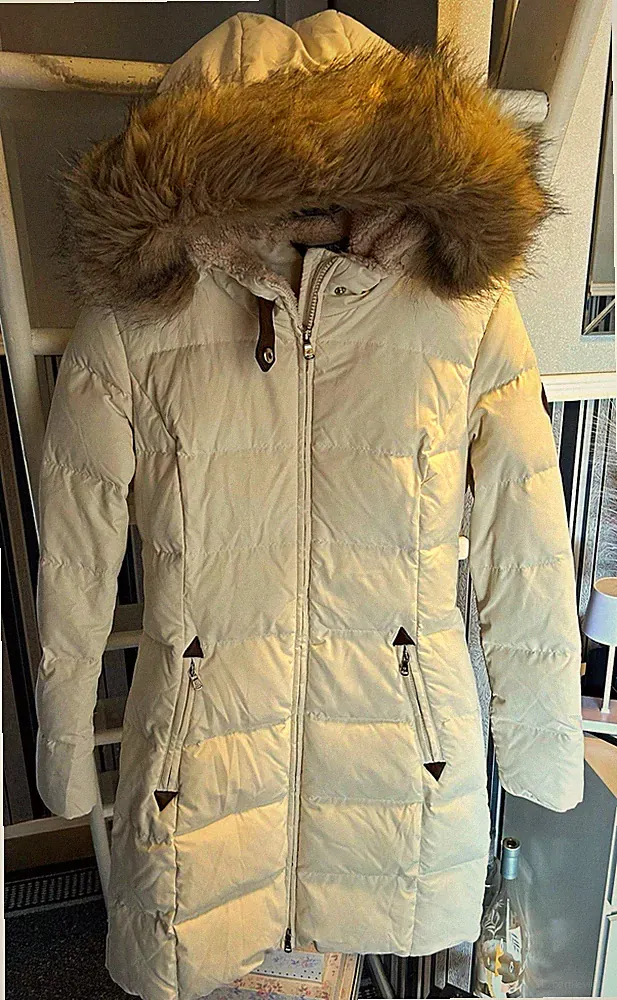Lauren Ralph Lauren Damen Daunen-Steppmantel lang mit Kapuze Fellbesatz XS/TP