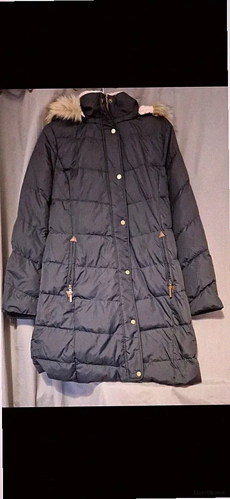 Lauren Ralph Lauren Damen Long Daunenjacke Marineblau mit Kapuze Gr. L