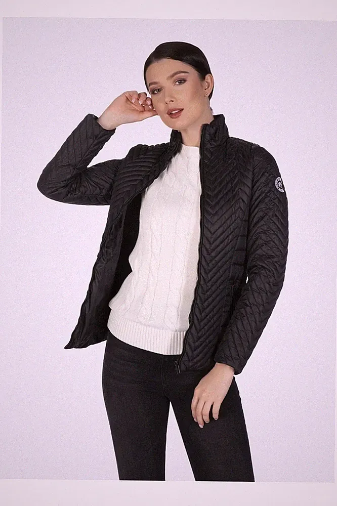 Leichte Damen Daunenjacke Schwarz Steppjacke Wasserdicht Chevron Felix Hardy S