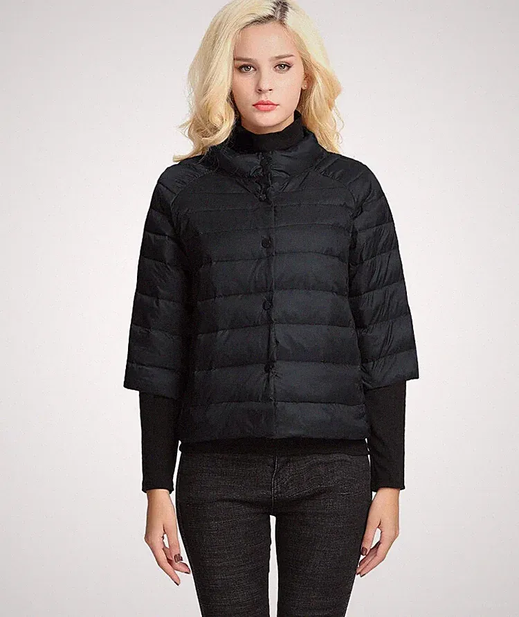 LEICHTE GEFÜTTERTE JACKE FRÜHLING DAMEN HERBST 3\4 ARM DAUNENJACKE 4 FARBEN