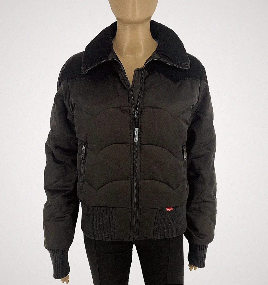 Levi's Red Tab Damen Schwarze Daunen Bomberjacke Mantel Größe M