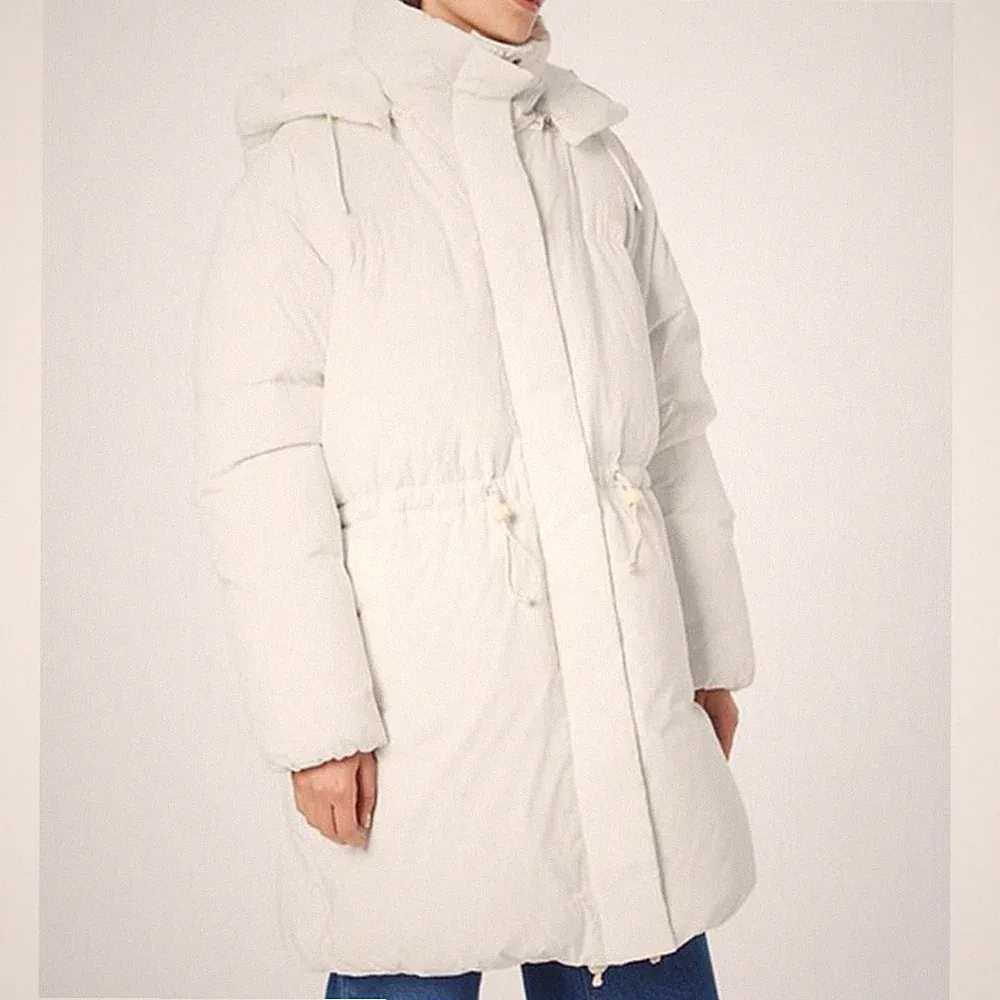 Levi's Wattierte Daunenjacke Damen Parka Mantel Weiß mit Kapuze Xc1 Größe XS