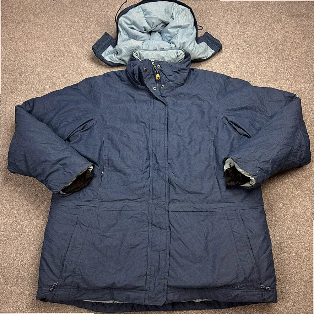 LL Bean Jacke Damen Large blau Gänsedaunen isoliert Regen Kapuze Mantel Lady