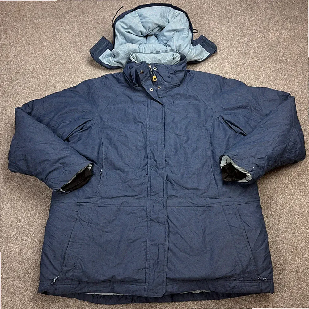 LL Bean Jacke Damen Large blau Gänsedaunen isoliert Regen Kapuze Mantel Lady
