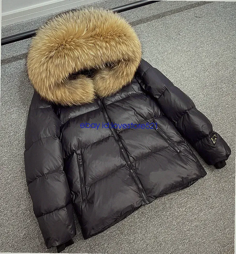 Luxus Damen daunenjacke Warm Winterjacke Echt Groß Pelzkragen Kapuze Mantel Neu