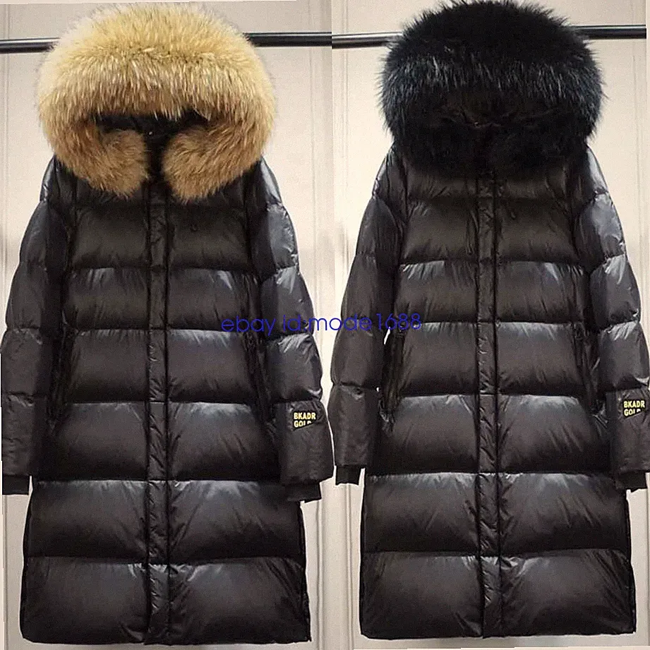 Luxus Damen Winterjacke Warm Daunenjacke Echtpelz Fellkragen Mantel Parka Neu