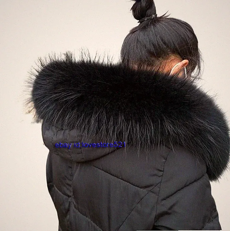 Luxus Waschbär Fellkragen Schal Echtpelz F Winter daunen Jacke mantel Parka Neu