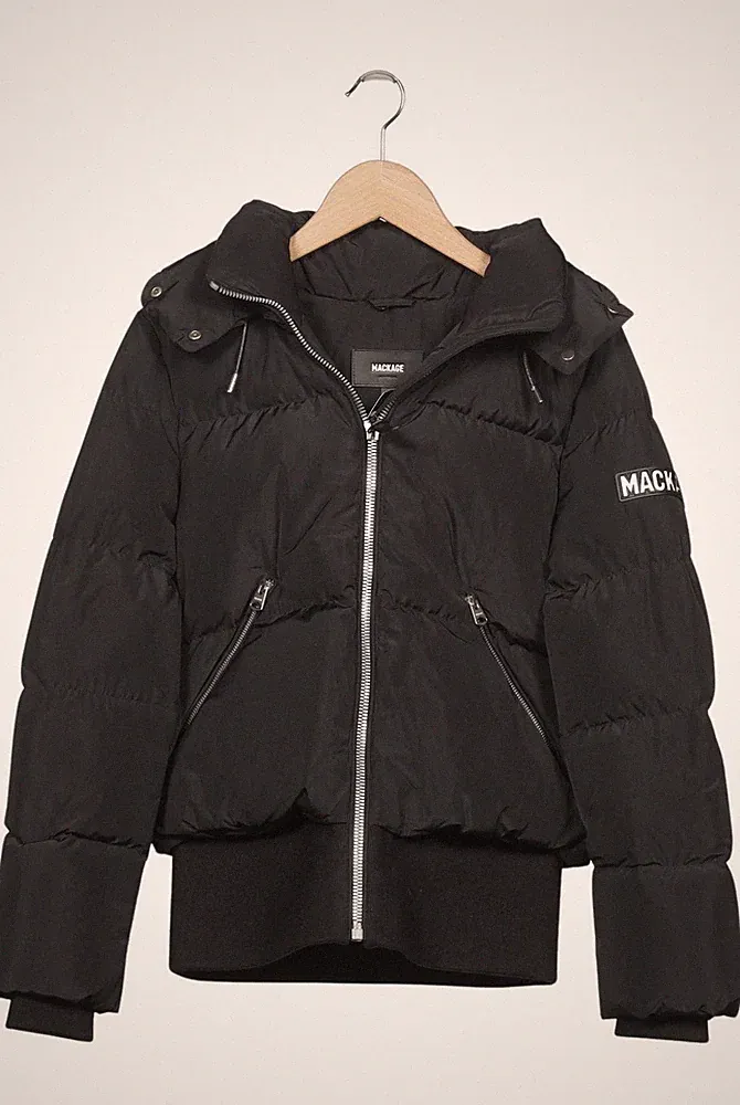 Mackage Jacke Damen Anorak Jacket Kurzmantel Gr. S Wolle Daunen Schwarz #4p0rf43