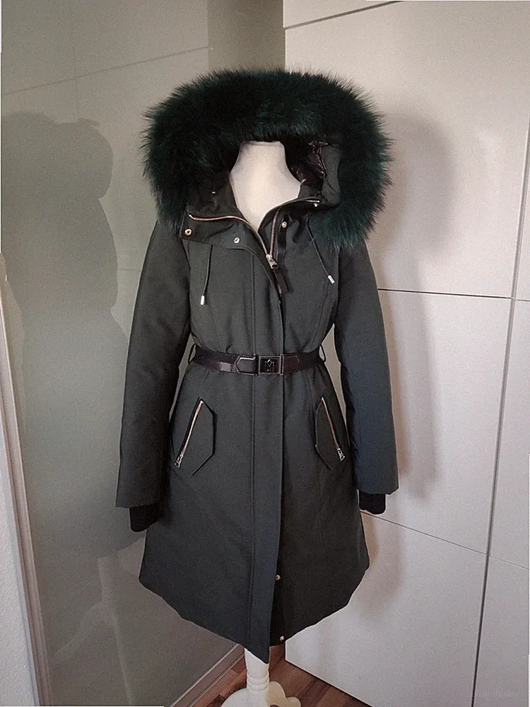 Mackage "Kailyn" Daunenmantel extra lang Echtpelz S/36 oliv grün Neu