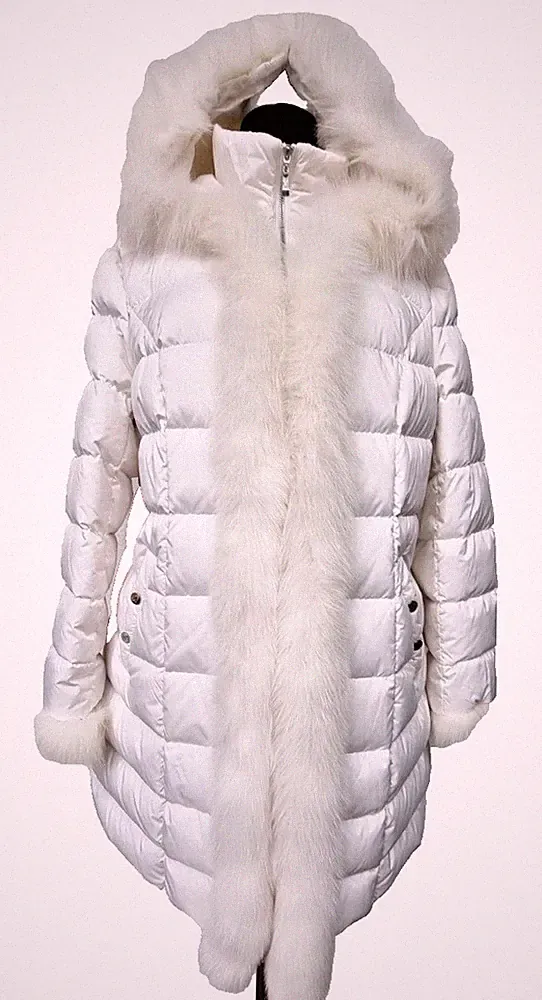 Madeleine Daunen Mantel mit Blaufuchs Umrandung abnehmbar Gr. 46 Real Fur echt