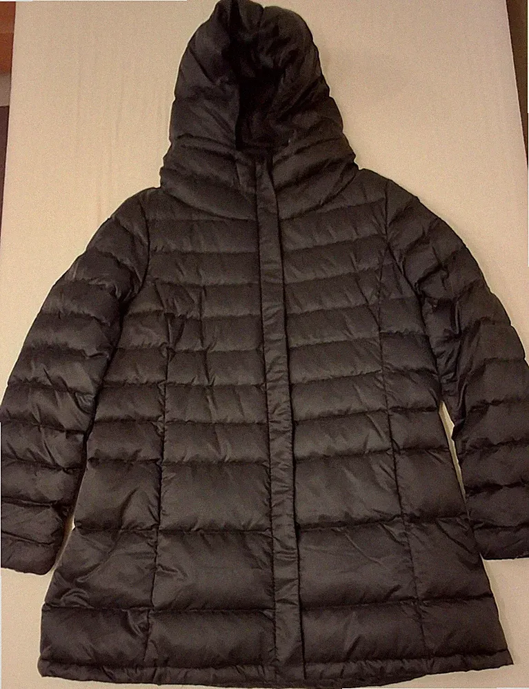 MANGO Damen ultralicht Daunen Mantel Gr. XL Kaputze Marineblau *NEU & TOP*