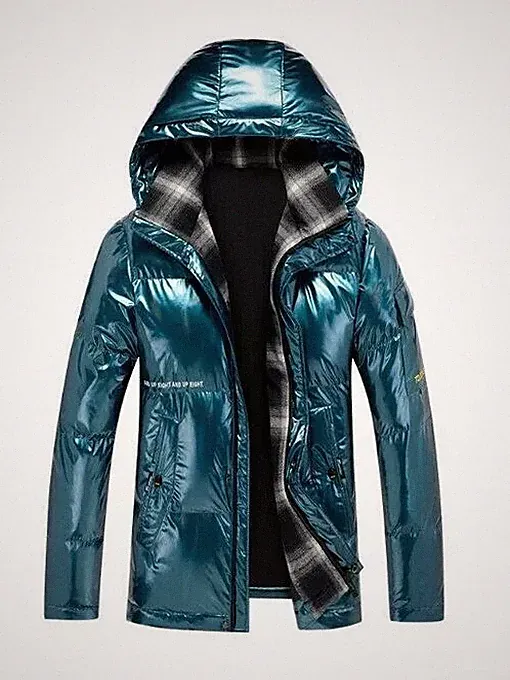 Mantel Daunenjacke Sport Synthetisch Abzugshaube Grün Herren Schlank Schmal 7845