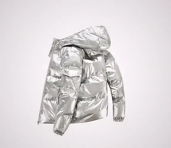 Mantel Daunenjacke Sport Synthetisch Abzugshaube Silber Herren Schlank Eng 7846