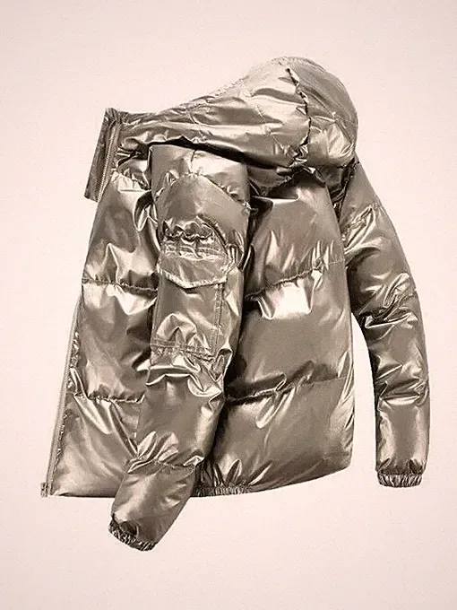 Mantel Daunenjacke Sport Synthetisch Abzugshaube Silber Herren Schlank Schließen
