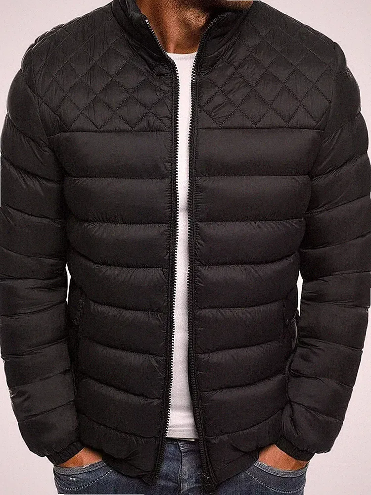 Mantel Daunenjacke Sport Synthetisch Herrenmode Schlank Schließen Schwarz