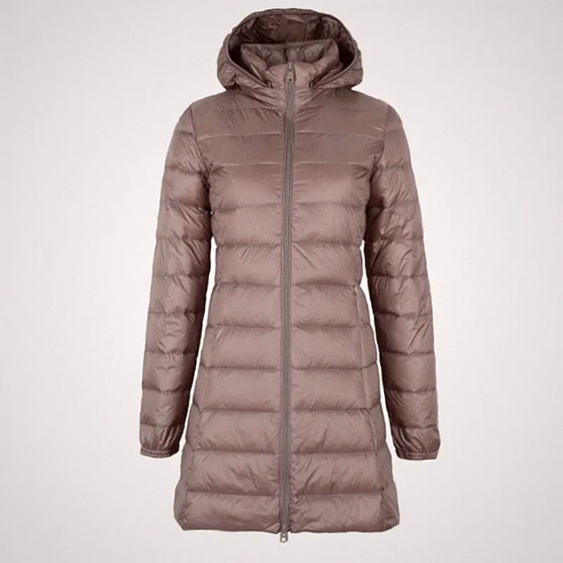 MANTEL JACKE DAUNENJACKE ULTRALEICHT DAMEN GÄNSEDAUNEN ABNEHMBARE KAPUZE