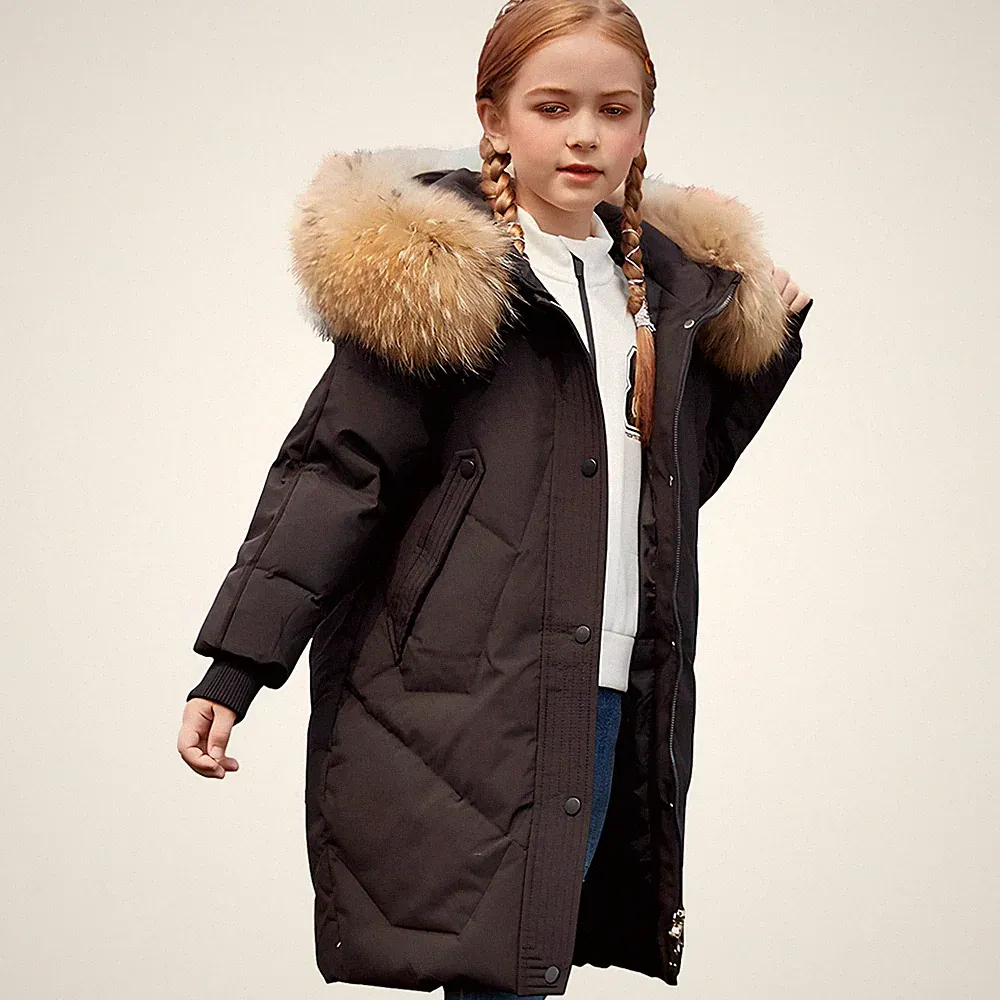 Mantel Mädchen Daunenjacken mit Fell Kapuze Lang Winterjacke Wintermantel Sch...