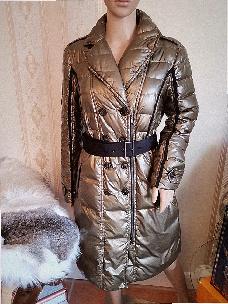 MARC CAIN Daunenmantel MANTEL Coat GLANZ GOLD Metallic M 38 Jacke JACKET DAUNEN