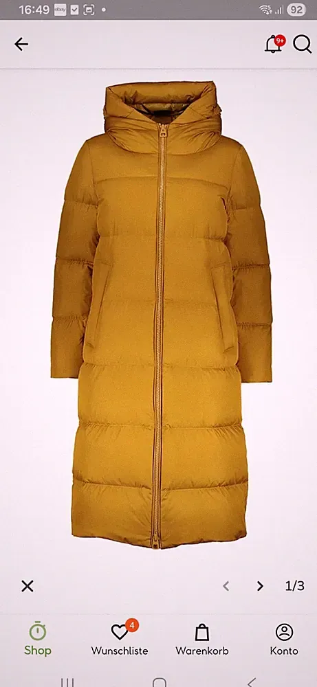 Gold daunenmantel damen