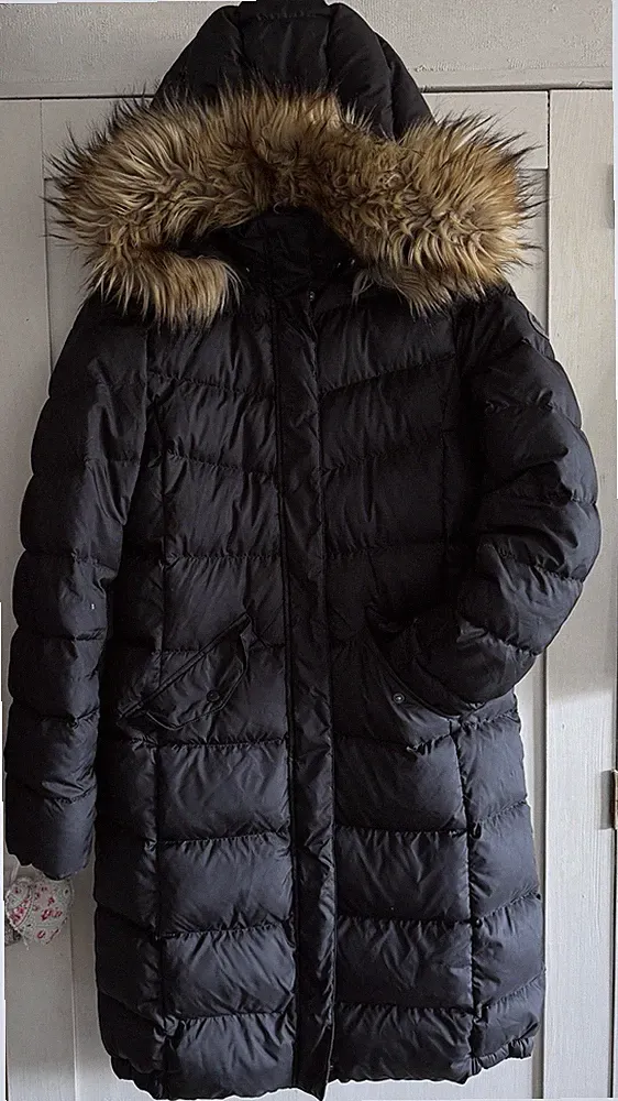 Marc O'Polo Daunenmantel Damen Steppmantel Kapuze mit Fell schwarz 38 M