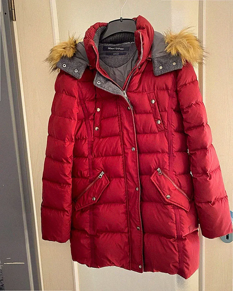 Marc O'Polo DOWNFILLED Damen Daunenmantel Bordeaux Kapuze Gr. 38