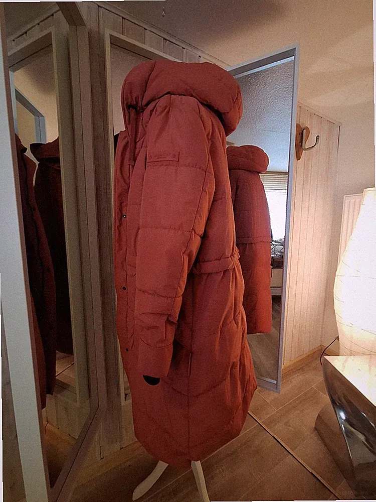 MARIKOO Wintermantel XXL 44 Damen Kapuze Taschen rouge AYUMII
