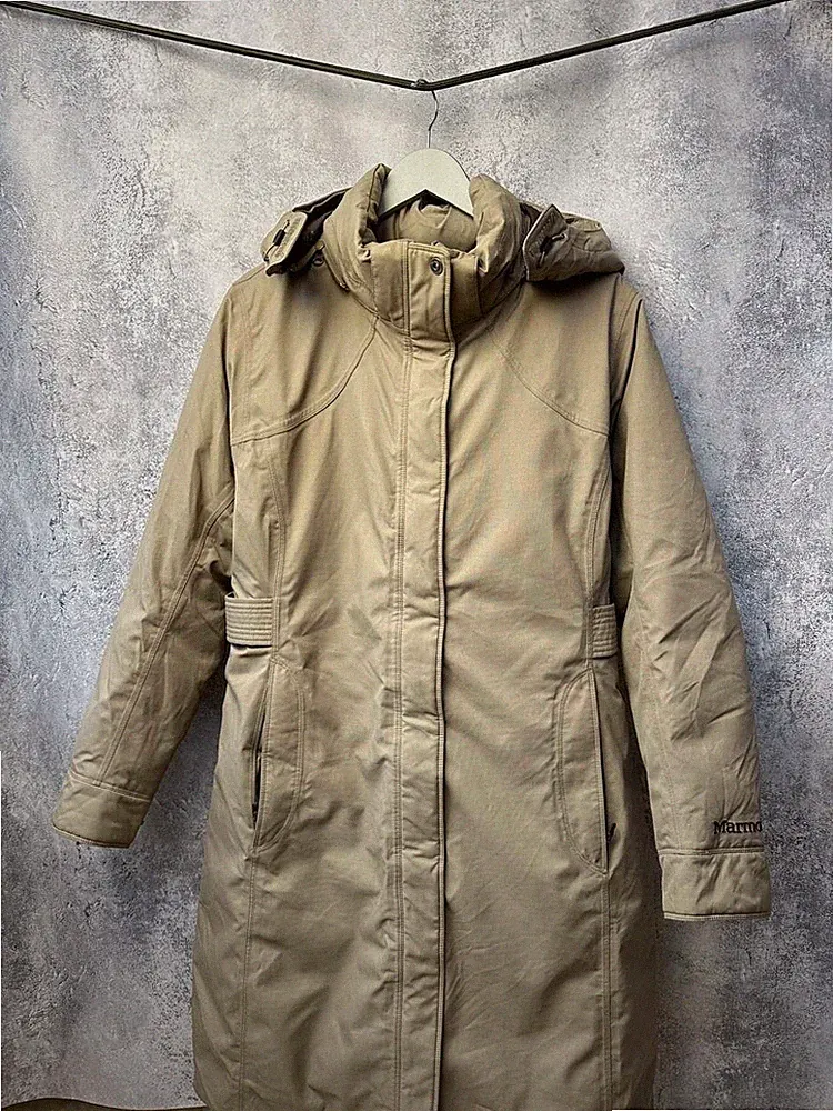 Marmot 650 Fill Power Gänsedaunen Long Parka Beige Damen Wintermantel Gr.XL
