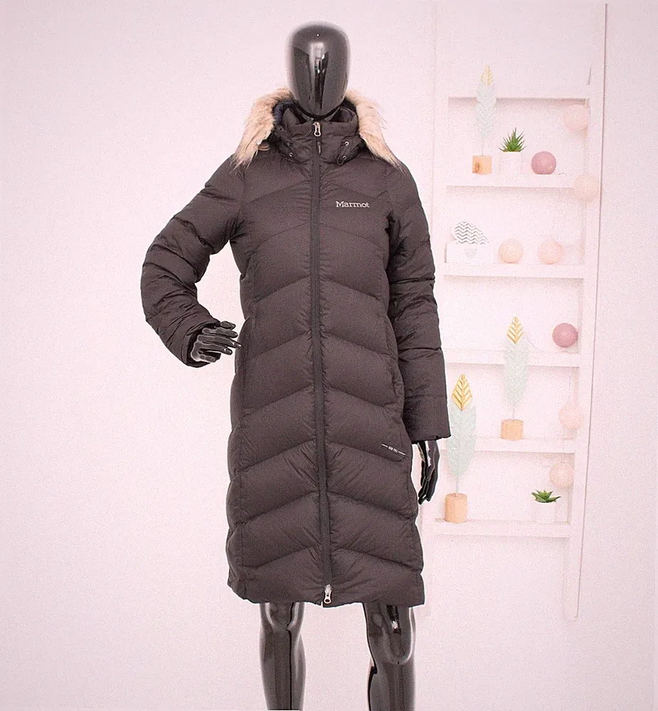 MARMOT Montreaux Mantel 650 Daunenfüllung schwarz Puffer Parka Kunstfell...