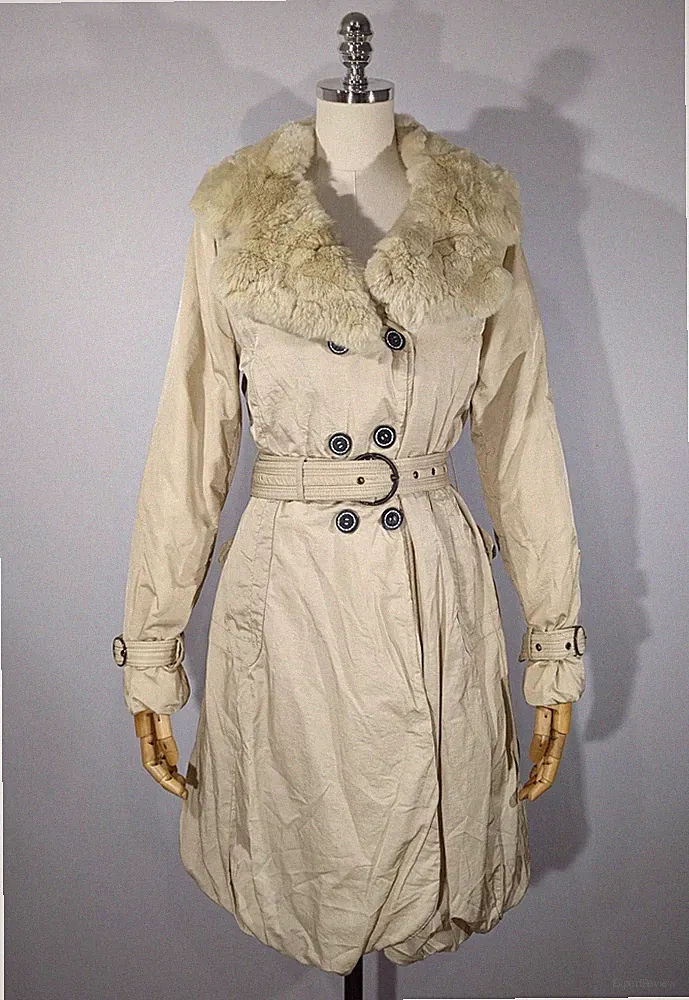 Max Mara Damen Daunen Mantel Jacke Made In Italy Weiß Beige Größe S (38)