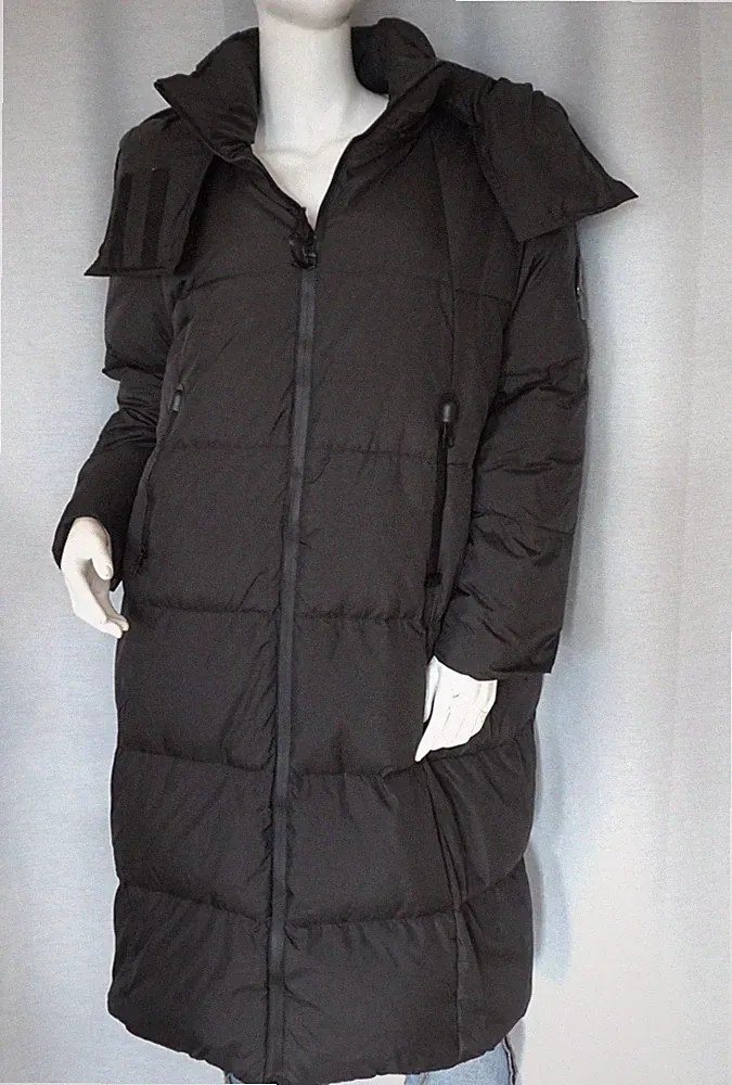 Mega Oversized Puffermantel Mantel + Kapuze Daunenmantel warm Black Gr. L Neu