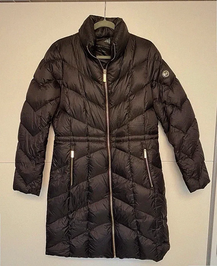 Michael Kors Mantel schwarz gold Gr. M leichte Daune Übergang