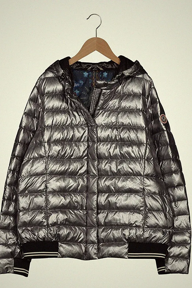 MILESTONE Jacke Damen Anorak Jacket Kurzmantel Gr. EU 44 Daunen Silber #3ev8hxf