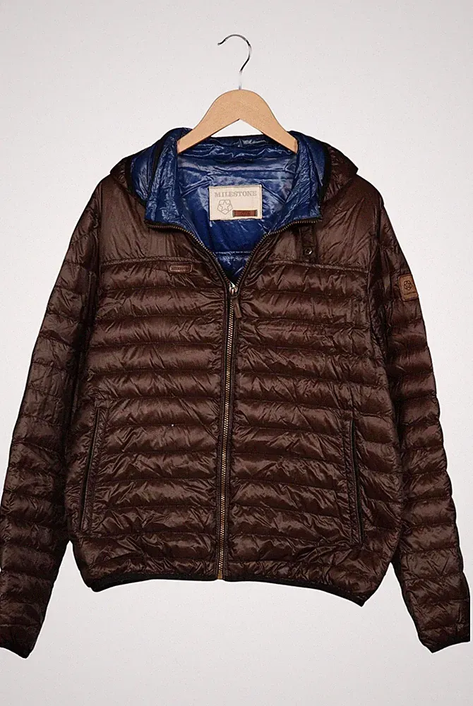 MILESTONE Jacke Herren Anorak Jacket Kurzmantel Gr. EU 54 Daunen Braun #f46b4si