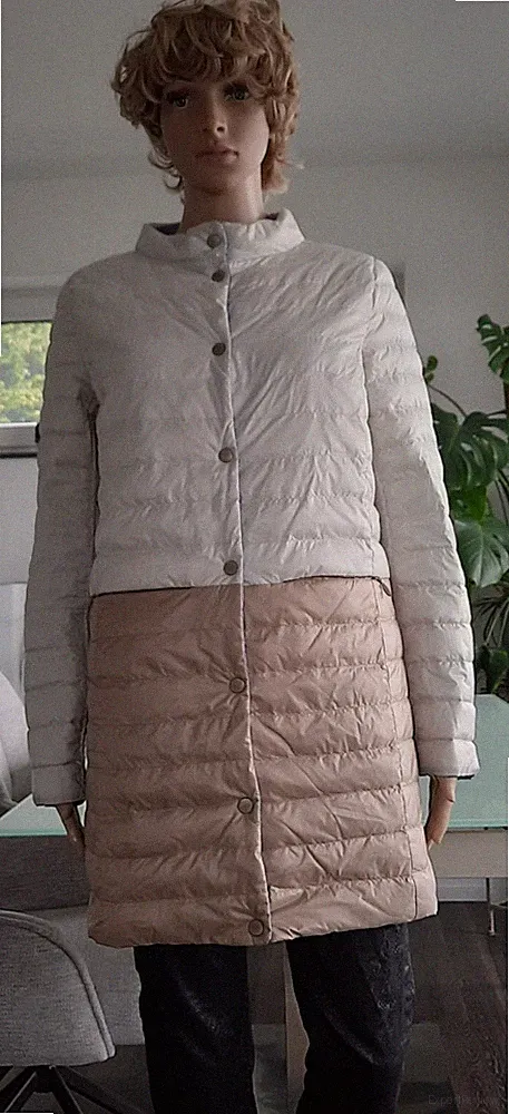 Milestone Steppmantel Wendejacke Daunen&Federn Beige / Blau Größe 38 *NEUWERTIG*