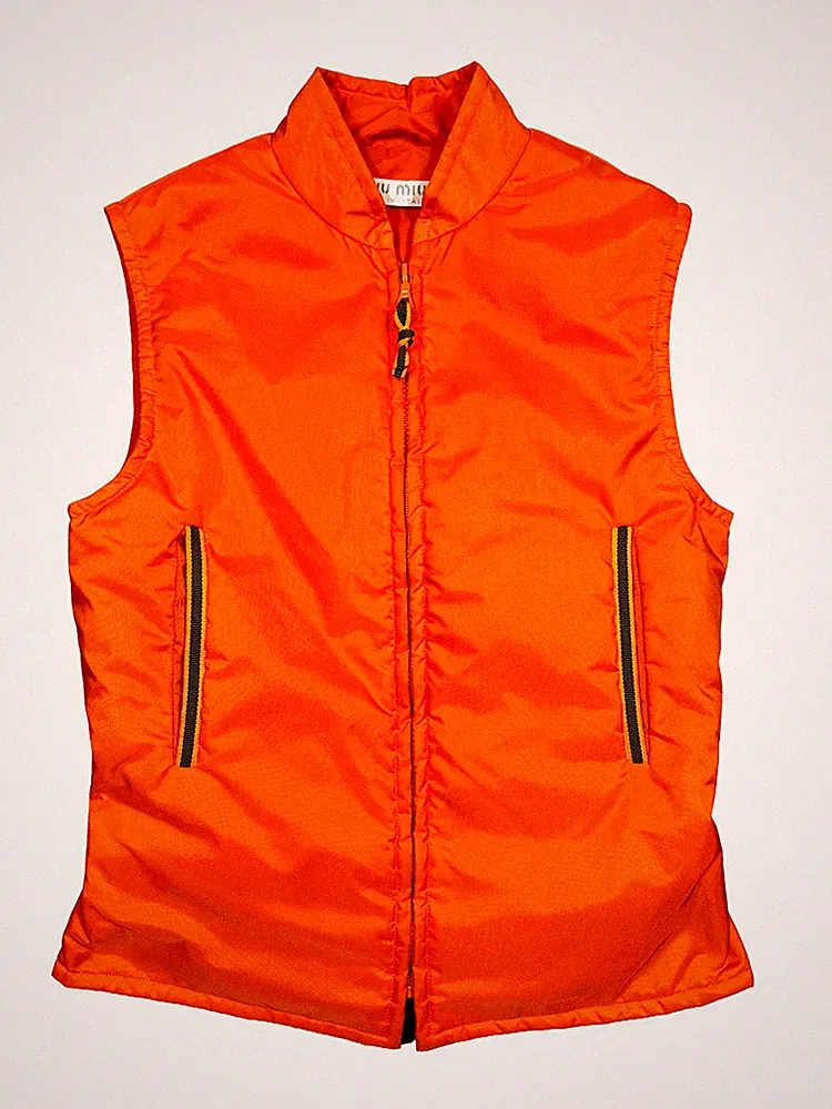 Miu Miu FW99 Safety Orange Puffer Weste Gr. 42 IT / passt Größe S-M