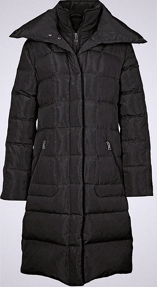 Mode von Heine Damen Winter Daunen Federn Mantel Langarm Schwarz Gr. 48 Neu