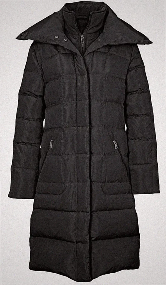 Mode von Heine Damen Winter Daunen Mantel Langarm Schwarz Gr. 46 Neu