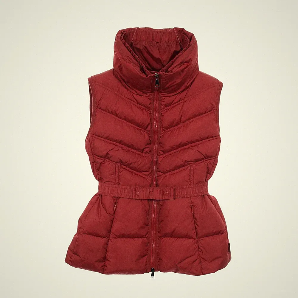 MONCLER AIGLE Ärmellos Daunen Weste Jacke Mantel Nylon Rot Gebraucht Damen Gr.2