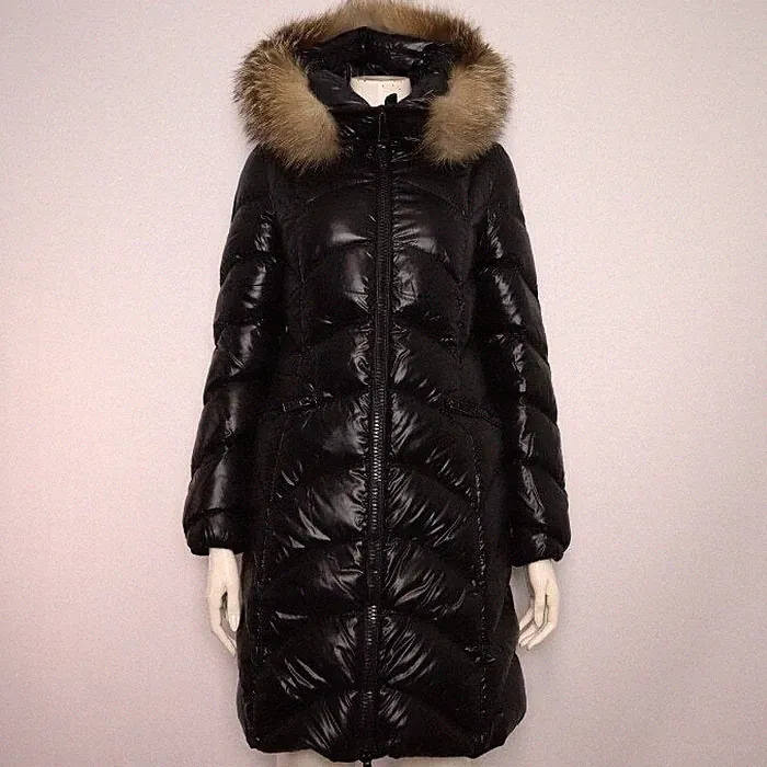 Moncler Damen Kunstfell Daunenjacke Chevron schwarz 152801394 [U]