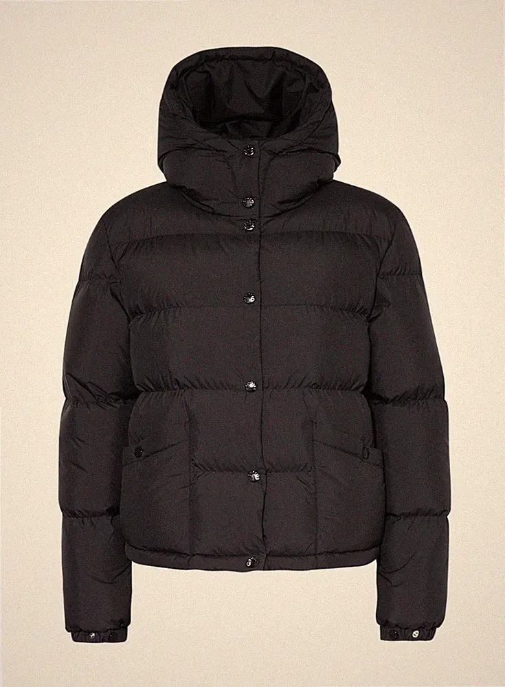 Moncler Damenjacke Mantel mit Kapuze Ebre Giubbotto schwarz Größe 4 neu
