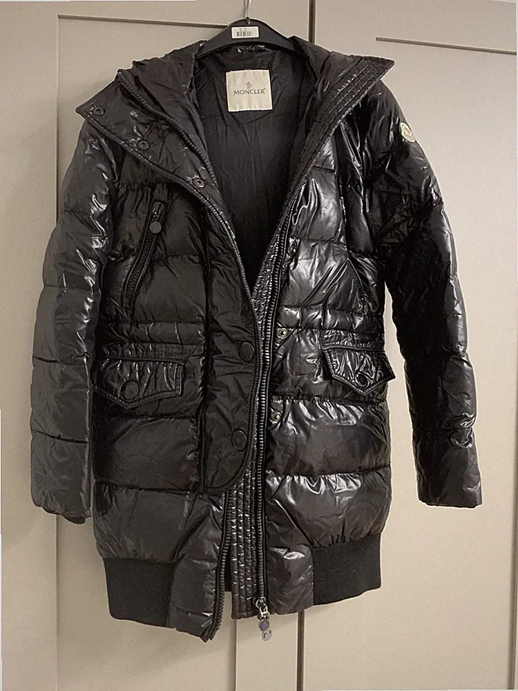 Moncler Daunenmantel 1 Damen Jacke Schwarz mit Echtpelz Gr. 1