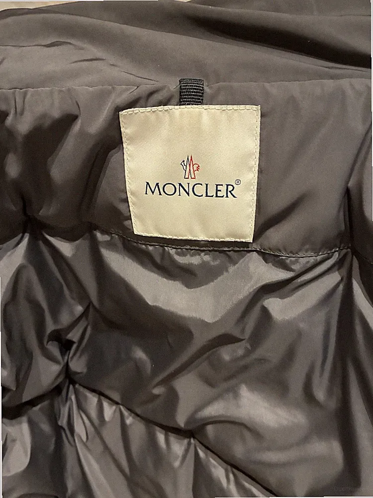 Moncler Daunenmantel Damen Grau halblang XS Stehkragen Reißverschluss Polyamid