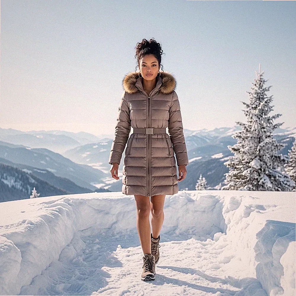 Moncler Fabrefox Daunenmantel mit Echtpelz Gr. 2 36/38