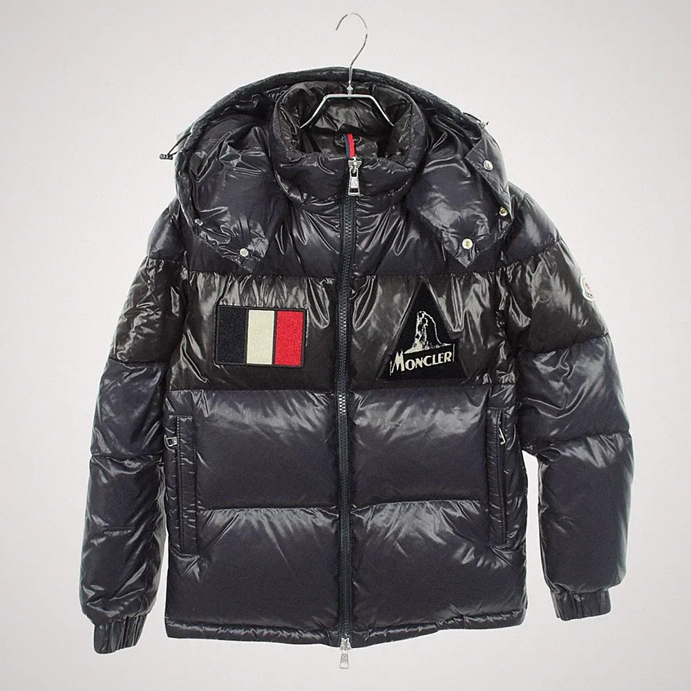 MONCLER GARY Daunenjacke Mantel mit Kapuze 4190785 Nylon Navy Schwarz Gebrauc...