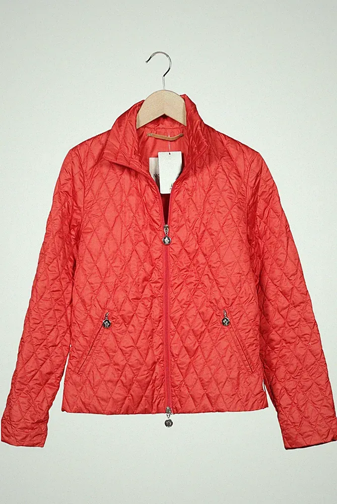 Moncler Jacke Damen Anorak Jacket Kurzmantel Gr. EU 36 Leder Daunen Rot #n9ff5p9