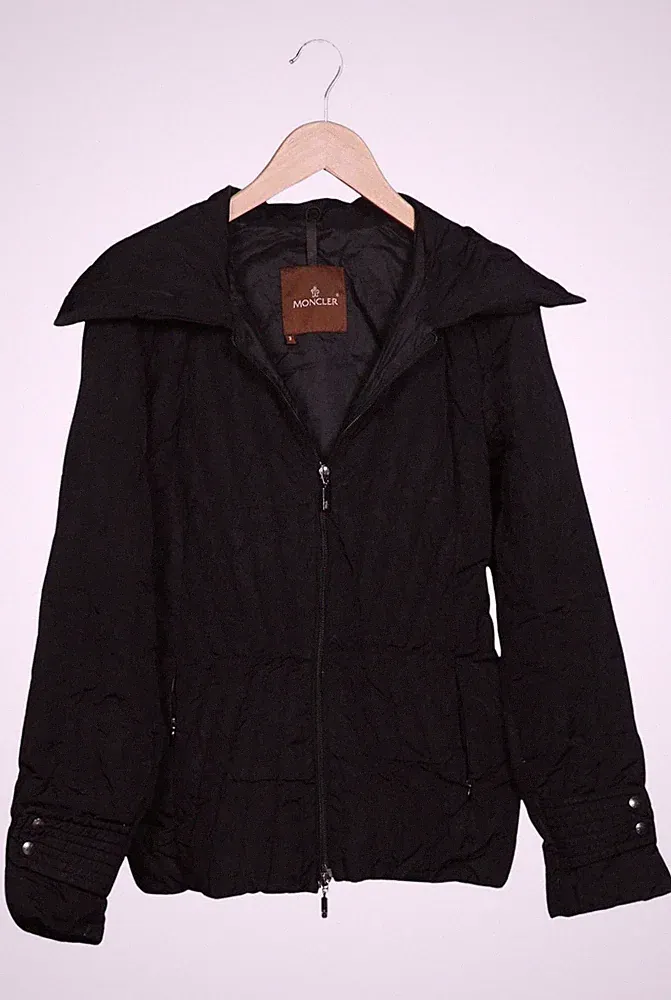 Moncler Jacke Damen Anorak Jacket Kurzmantel Gr. EU 50 Leder Daunen ... #e5kp0pr