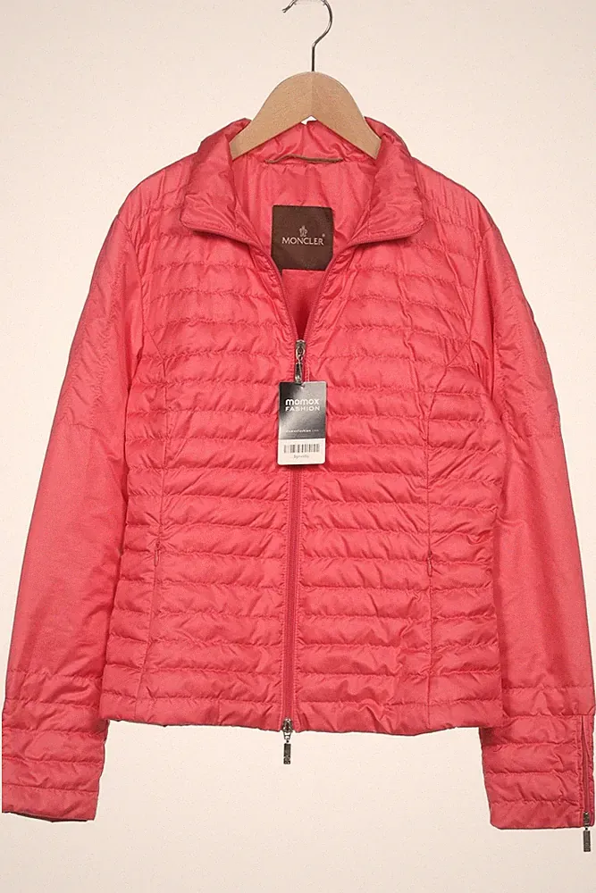 Moncler Jacke Damen Anorak Jacket Kurzmantel Gr. M Daunen Leder Rot #ndlkgf2