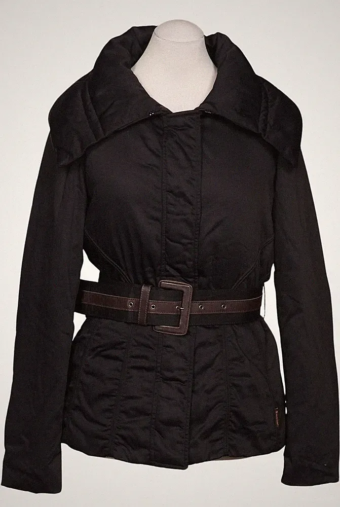 Moncler Jacke Damen Anorak Jacket Kurzmantel Gr. M Leder Daunen Schwarz #xms19uh