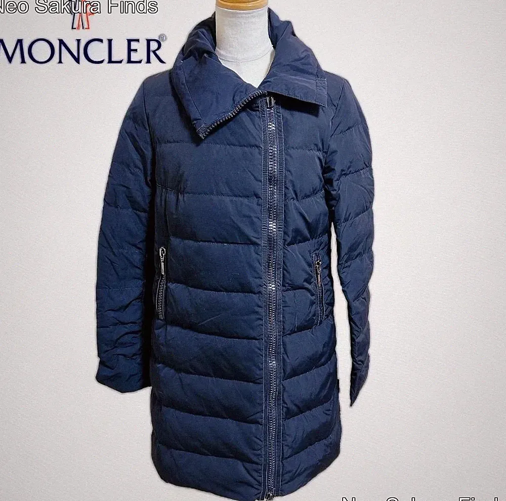MONCLER leichter Daunenmantel Jacke Blouson Navy Damen Größe 00