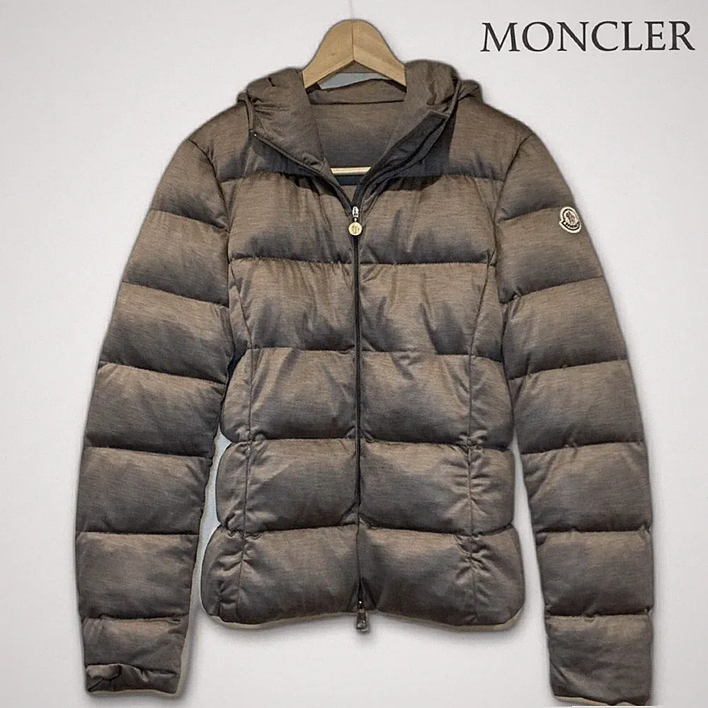 MONCLER MAIKAN Daunenjacke braun glänzend gefütterter Mantel Größe 2 Damen L...